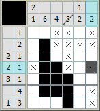 Этап решения японского кроссворда №3