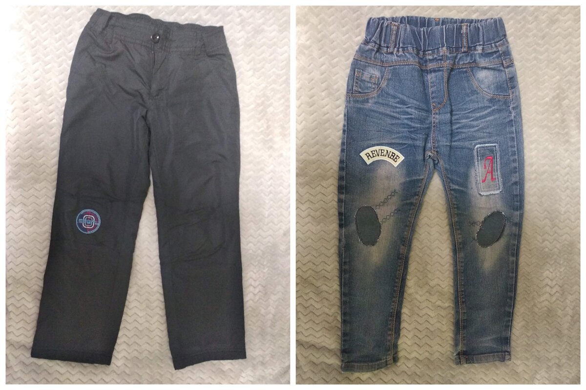 Термозаплатки на коленках - очень удачное решение. Джинсы справа были любимыми у сына, другие носить отказывался, так что тут вообще было без вариантов