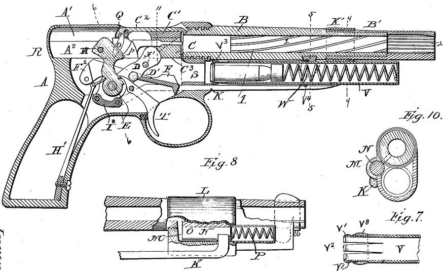 Схема пистолета Берджеса. Рисунок из патента.