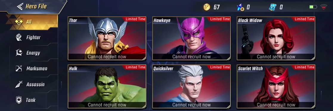 Выбор персонажей в MARVEL Super War, найдено в сети