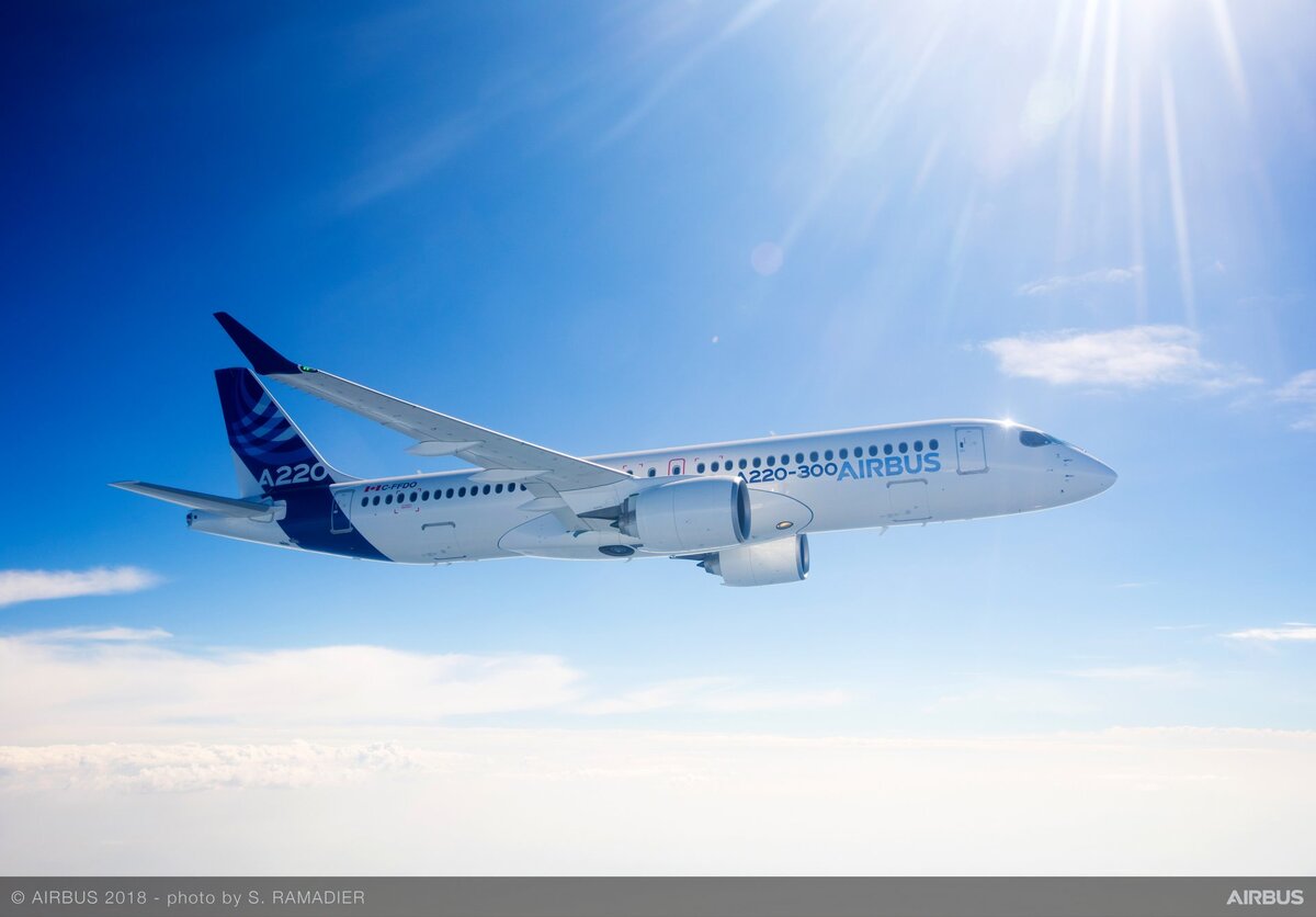 Airbus A220-300, которые с 5 августа 2019 года для американского рынка начали собирать в США