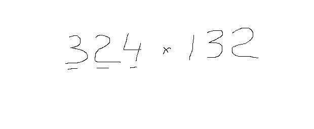 написали на листке пример и подмечаем цифры первого числа и чертим прямые линии согласно цифр вот так