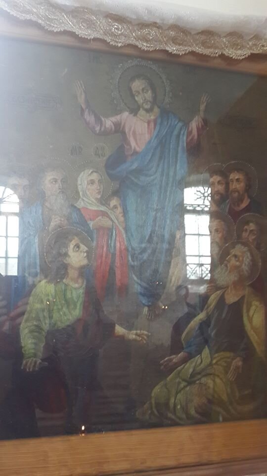 Нетипичная икона в кочергинском монастыре. Пожертвована в 2000-х, прежняя история неизвестна.