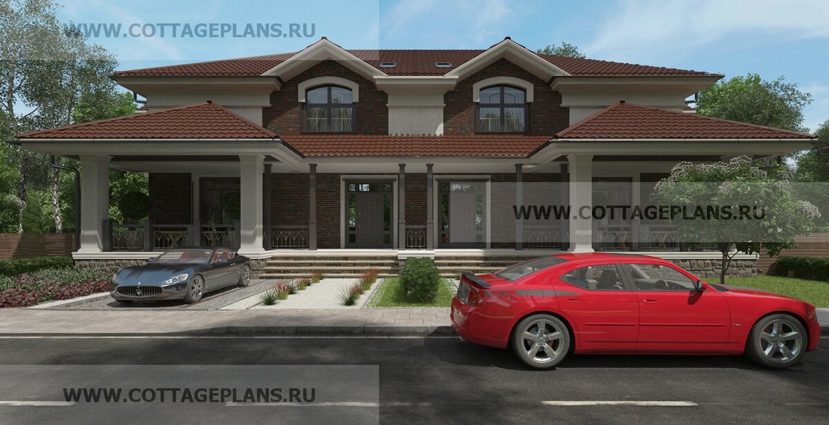 Главный фасад дома. Источник фото: https://www.cottageplans.ru