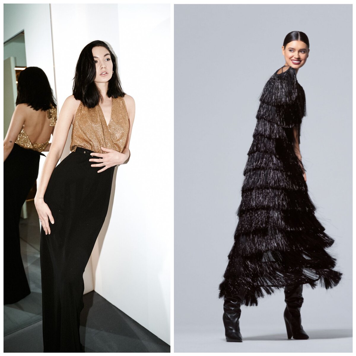 На фото: платье Laroom x Aizel и накидка с бахромой RA&LLY