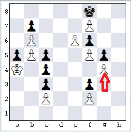 Первый ход белых: g3-g4.