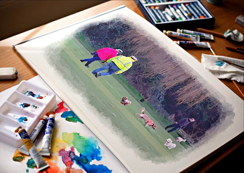 Фото взято с пиксабай: https://pixabay.com/ru/photos/выгул-собак-пару-и-собак-4805679/ Обработка автора канала