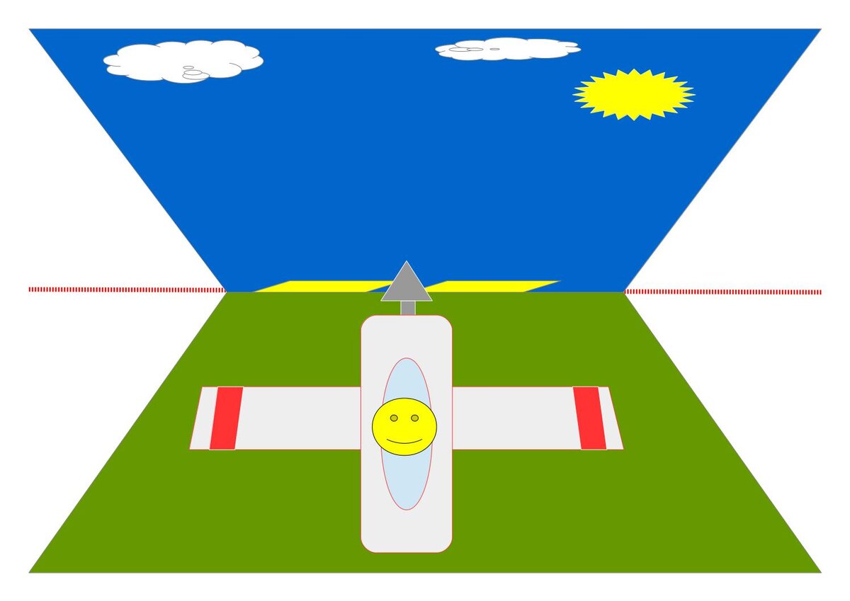 Человеку, который заботится о своем здоровье, не стоит переступать границу зеленой зоны. Если лопасть винта оторвется, то полетит в плоскости, обозначенной красной линией (вид сверху).