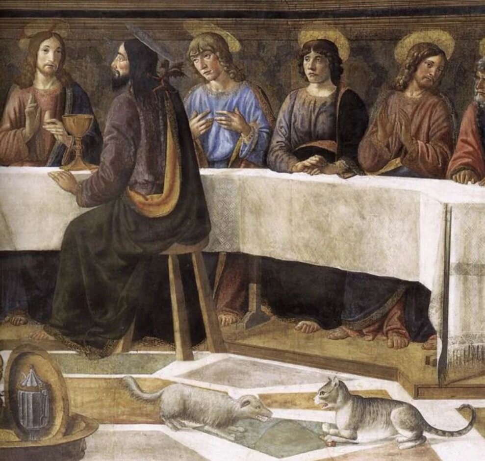 Козимо Росселли, Бьяджо д’Антонио. Тайная вечеря (фрагмент). 1482. Сикстинская капелла, Ватикан