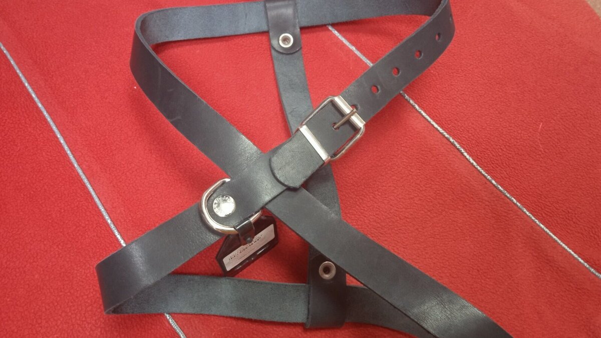 Очень жесткая, потерявшая форму шлейка. Кольцо для карабина расположено не корректно