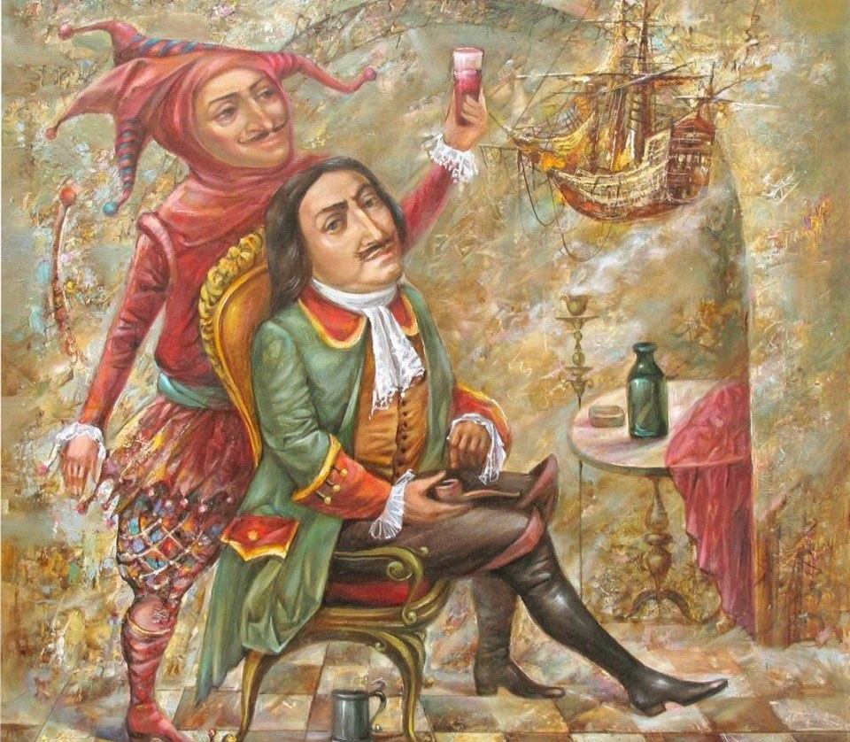 Картина Александра Шабанова "Петр I и шут Балакирев" 