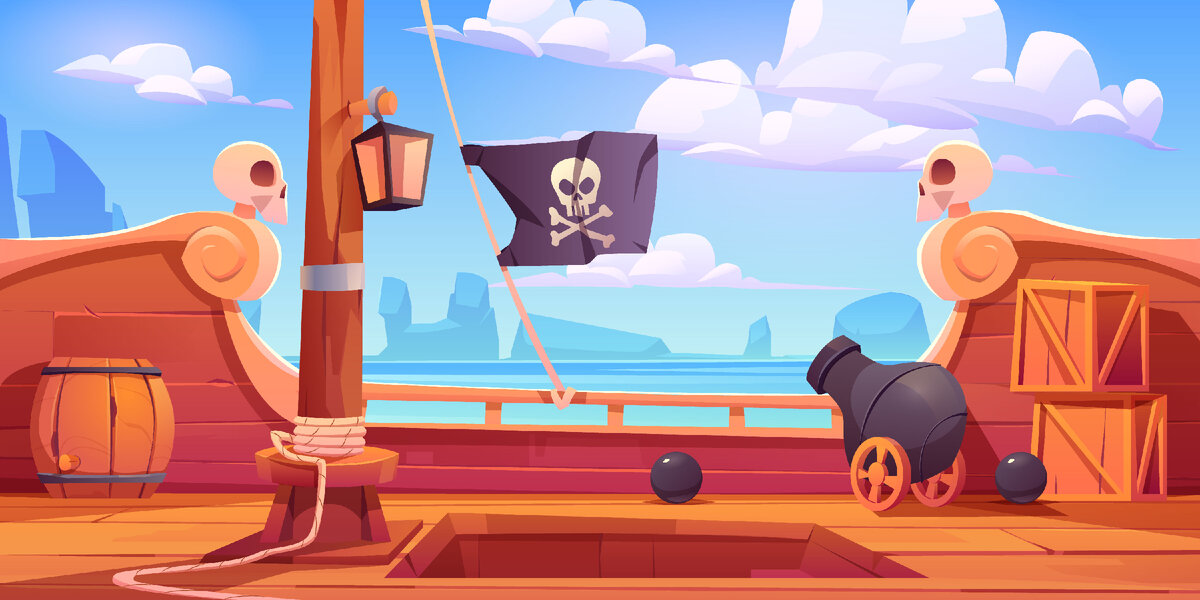 https://www.freepik.com/free-vector/pirate-ship-wooden-deck-onboard-view-with-cannon_7741553.htm / Image by upklyak</a> on Freepik