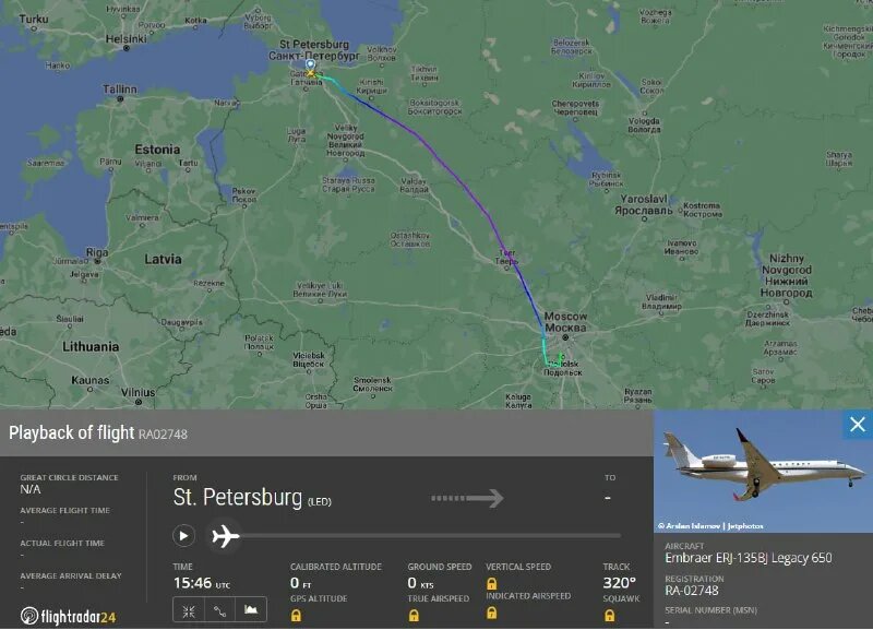 В ответ на пост По данным Flightradar, второй борт, принадлежащий Пригожину