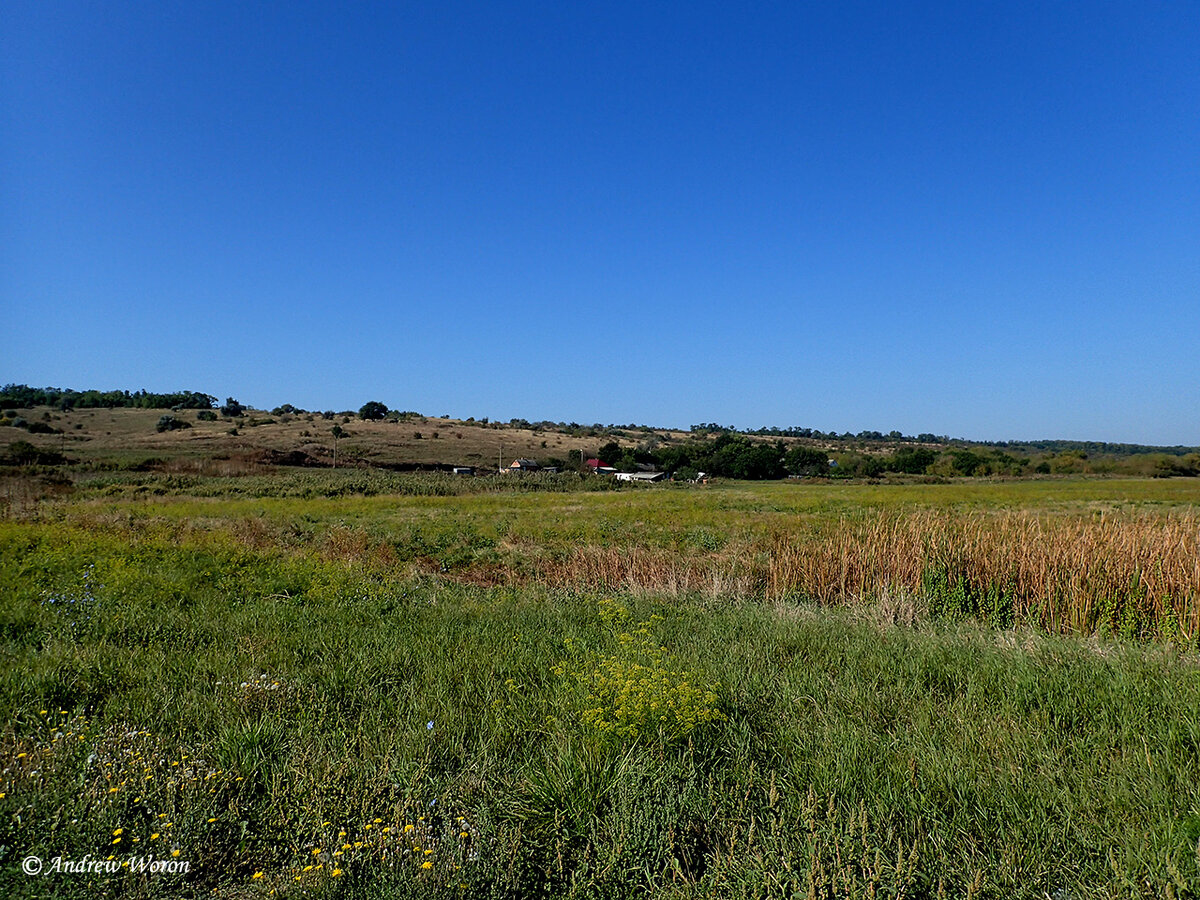 Разбросанные по низине балки домики хутора