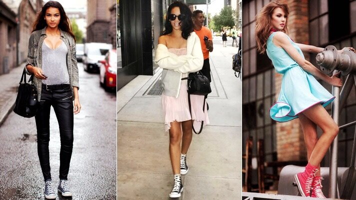 Высокие кеды в женском гардеробе: с чем носить?