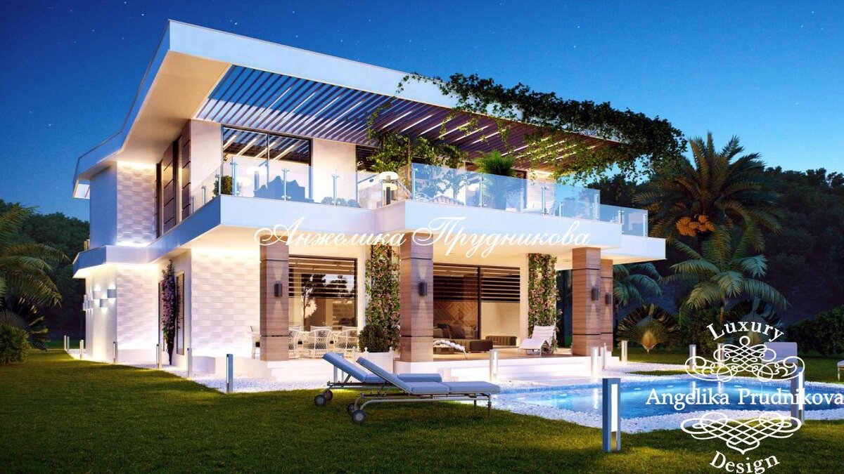 На фото: Современный дом с LED-подсветкой в Монтенегро