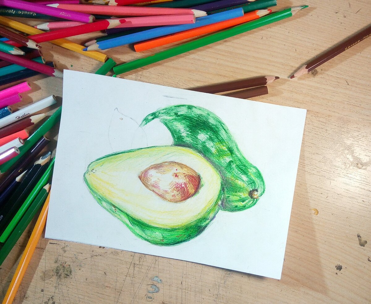 Рисунки фломастерами для начинающих легкие мультяшные авокадо