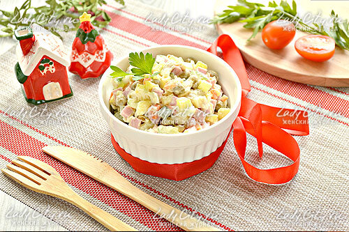 Зимний салат оливье рецепт классический с колбасой