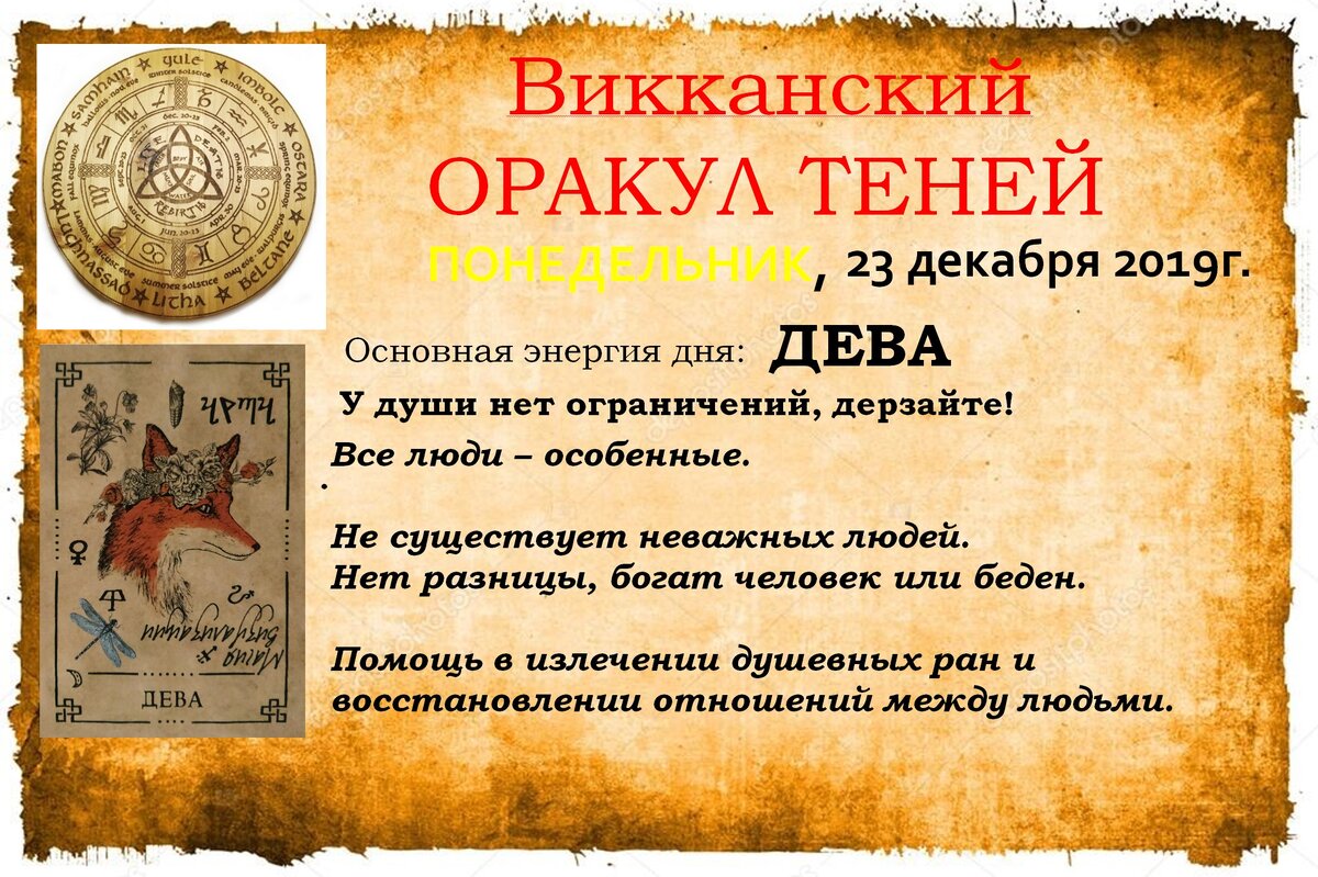 Основная энергия Понедельника, 23 декабря 2019г. 