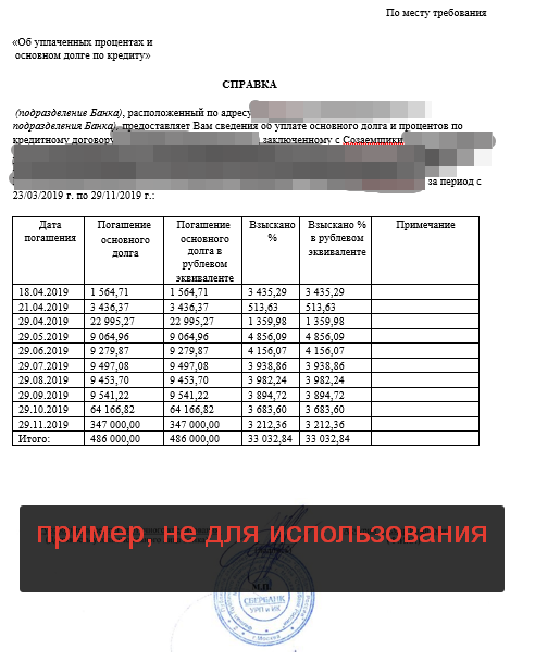 пример справки