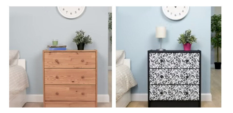 Купленный в Икее комод преобразили до неузнаваемости. Теперь мебель смотрится шикарно. Фото ДО и ПОСЛЕ