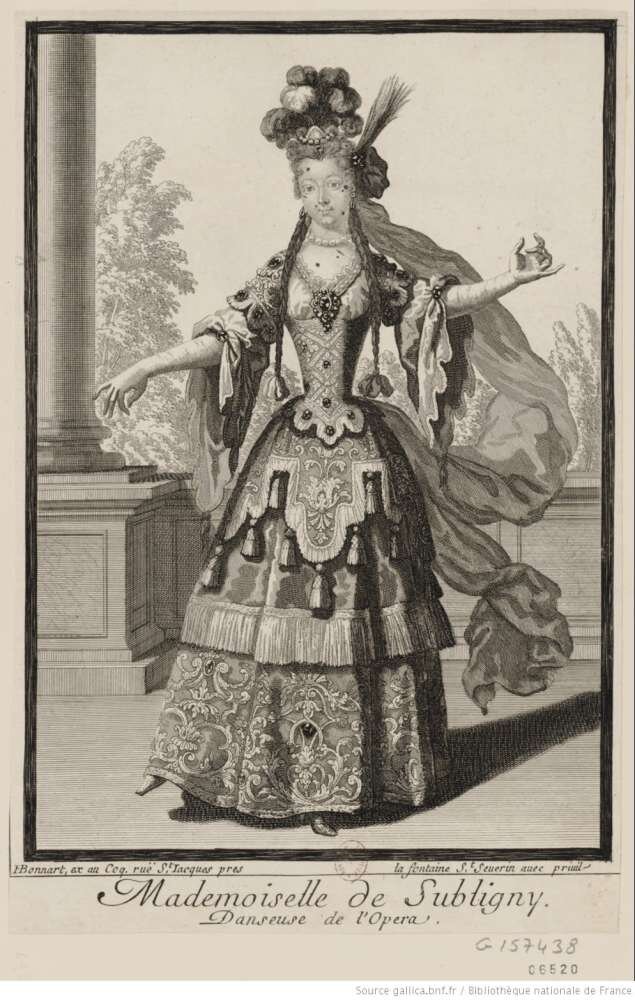 Мадемуазель де Сюблини, танцовщица Оперы. Гравюра, 1700 © BnF