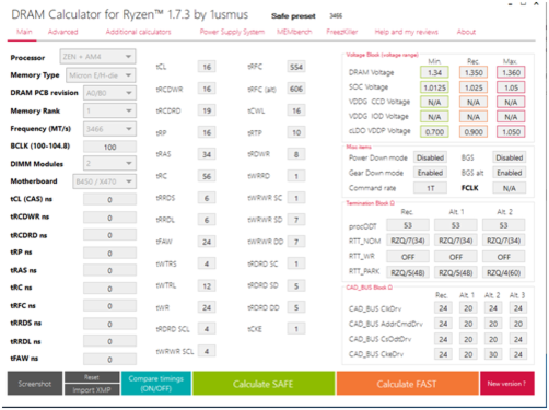 DRAM Calculator for Ryzen с моими данными
