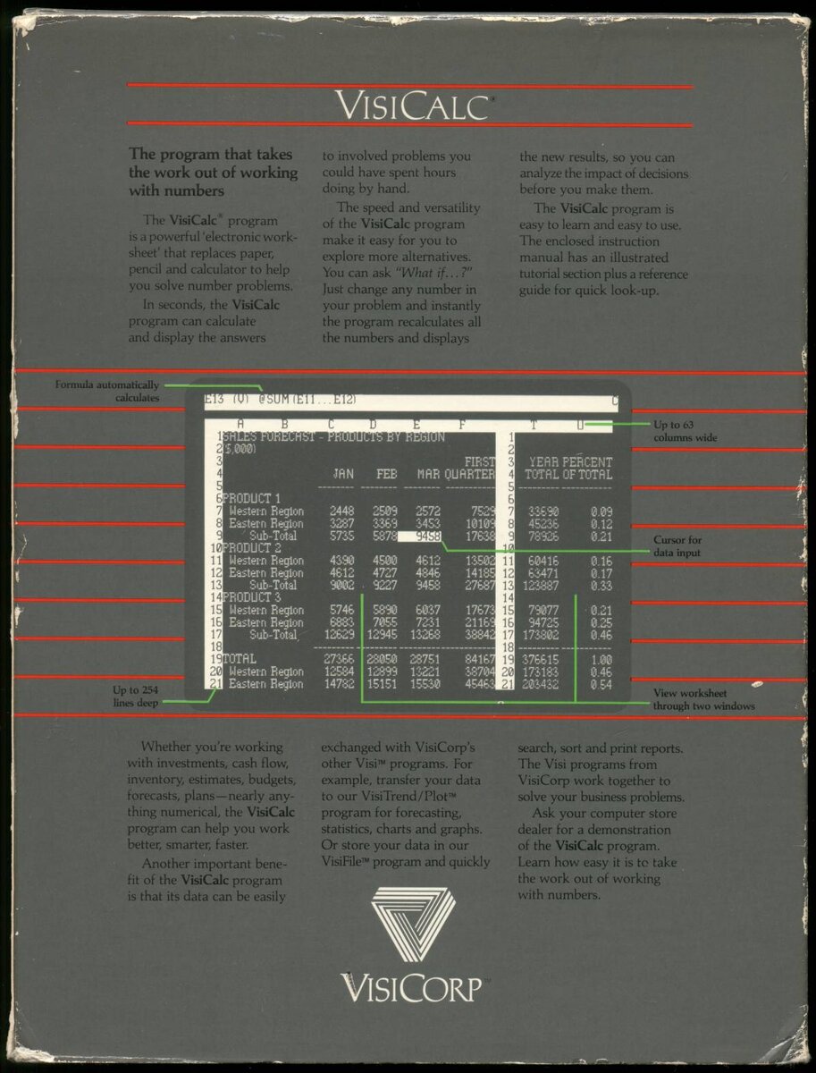 Страница из мануала по Visicalc