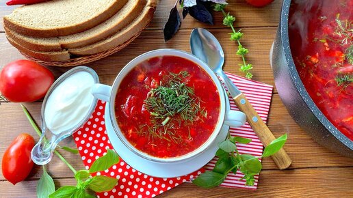 🥘 Борщ с квашеной и свежей капустой — видео рецепт