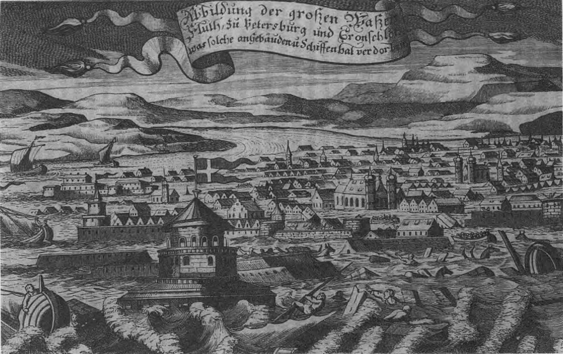 Наводнение в Петербурге  1777 года. С немецкой гравюры того времени