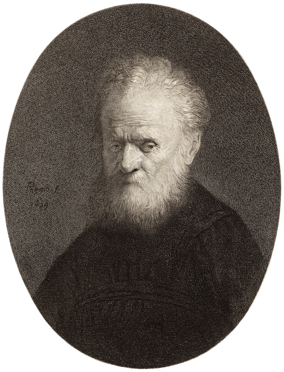 Рембрандт. Портрет старика с бородой. Офорт. Голландия, 18 век