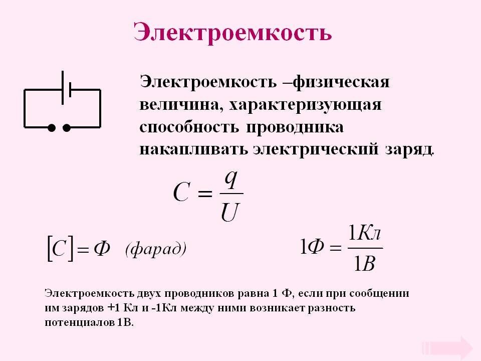 Какой наименьший заряд. Электрическая емкость электроемкость конденсатора. Электрическая емкость проводников конденсаторы. Электрическая емкость.конденсаторы формула конденсатора. Электрическая емкость проводника и конденсатора.