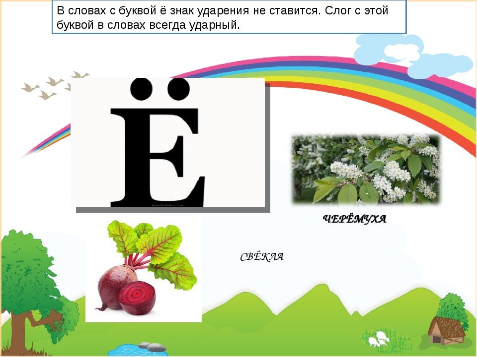 5 букв где есть е. Ударение в словах с буквой ё. В каких словах не ставится знак ударения. Ударение не ставится в словах. В словах с ё ударение не ставится.