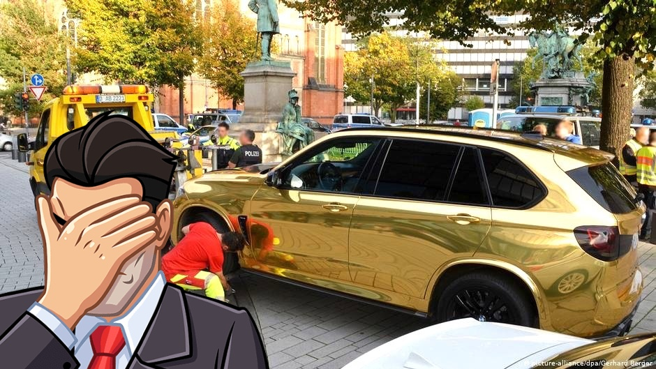 Золотую BMW X5 M увозит эвакуатор