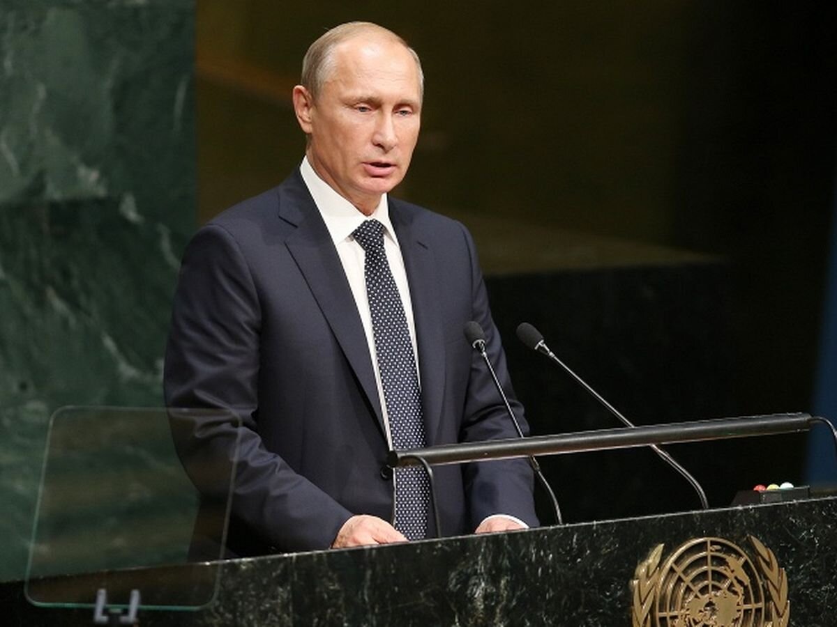 Президент России Владимир Путин во время выступления на 70-ой сессии Генеральной Ассамблеи ООН. Фото: EPA/MATT CAMPBELL