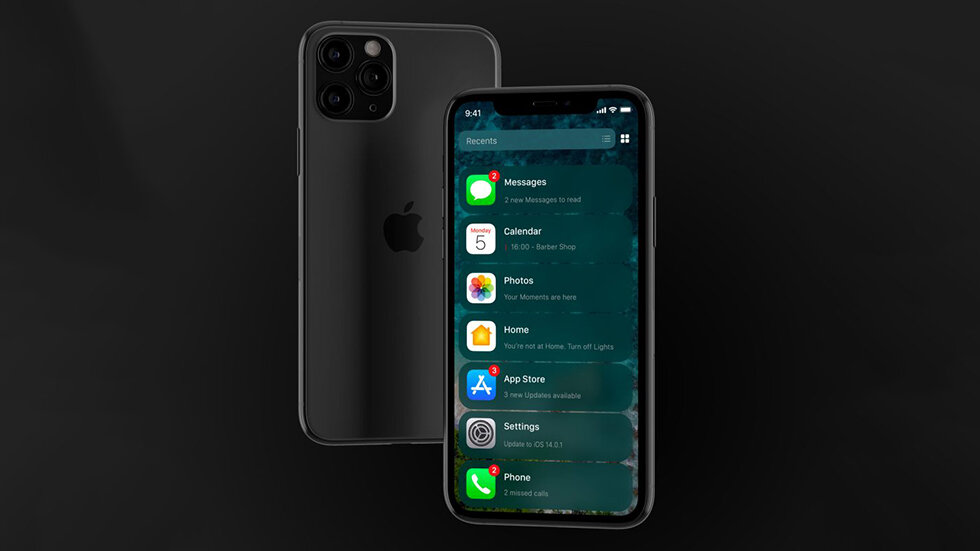 Концепт нововведения в меню IOS 14