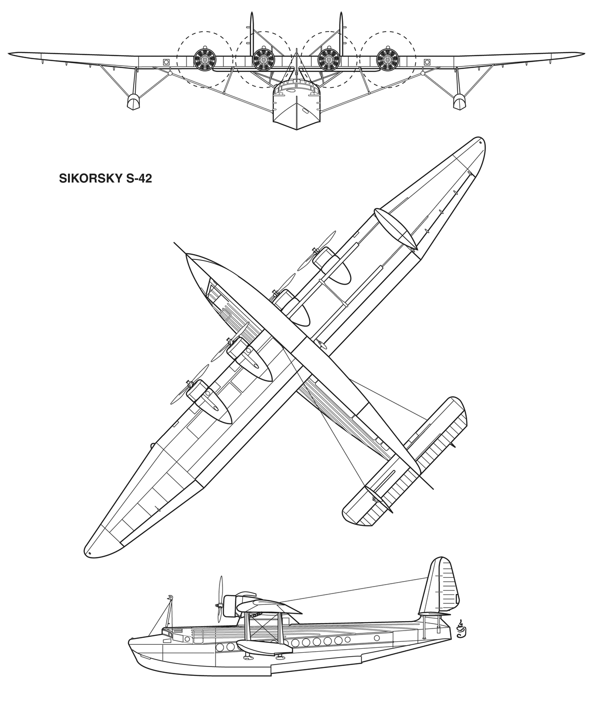Внешний вид и компоновка летающей лодки С-42.