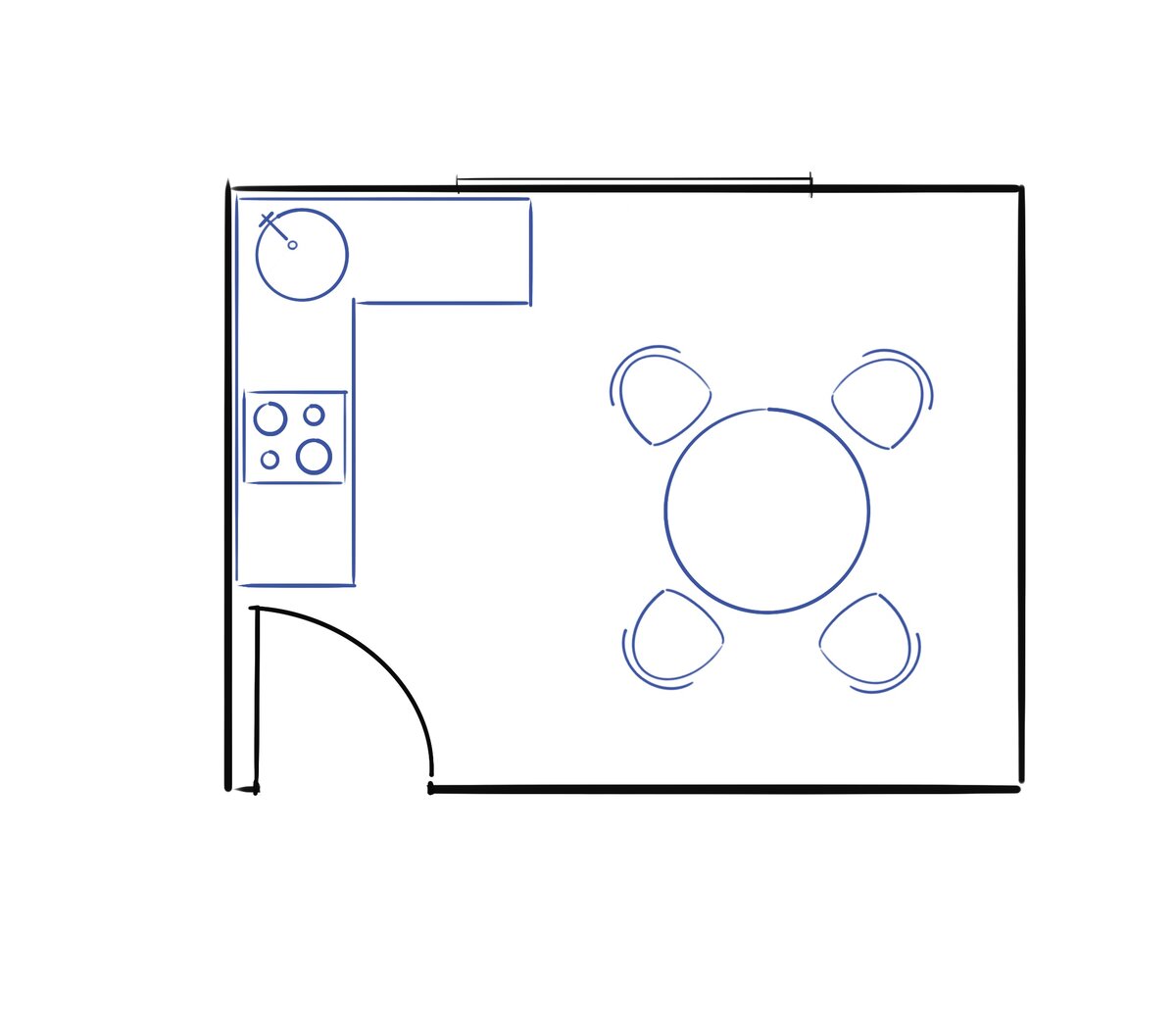 Дверь на кухню в углу