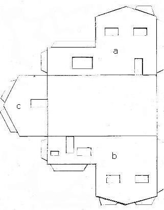 Макет дома из бумаги со схемой, вырезать и склеить