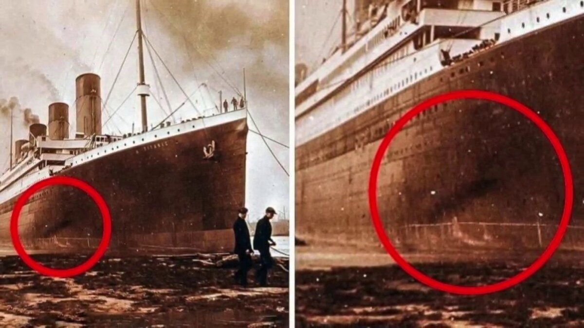 След от пожара, правый бок титаника 1912 г.