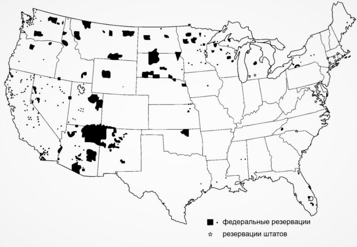Карта резерваций США 