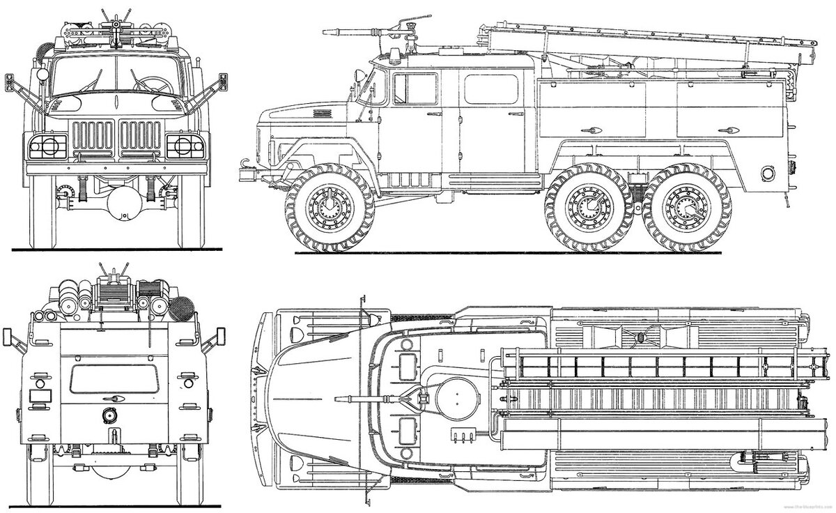Готовый чертёж  Модели пожарной машины ЗиЛ 131. фото из открытого интернет источника 