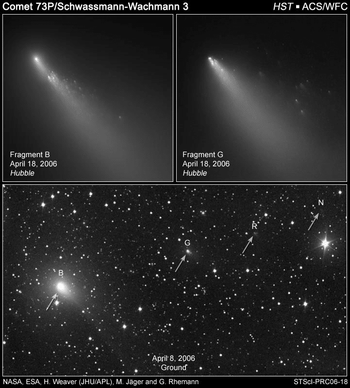    Более 40 фрагментов кометы 73P/Швассмана — Вахмана 3 / ©NASA