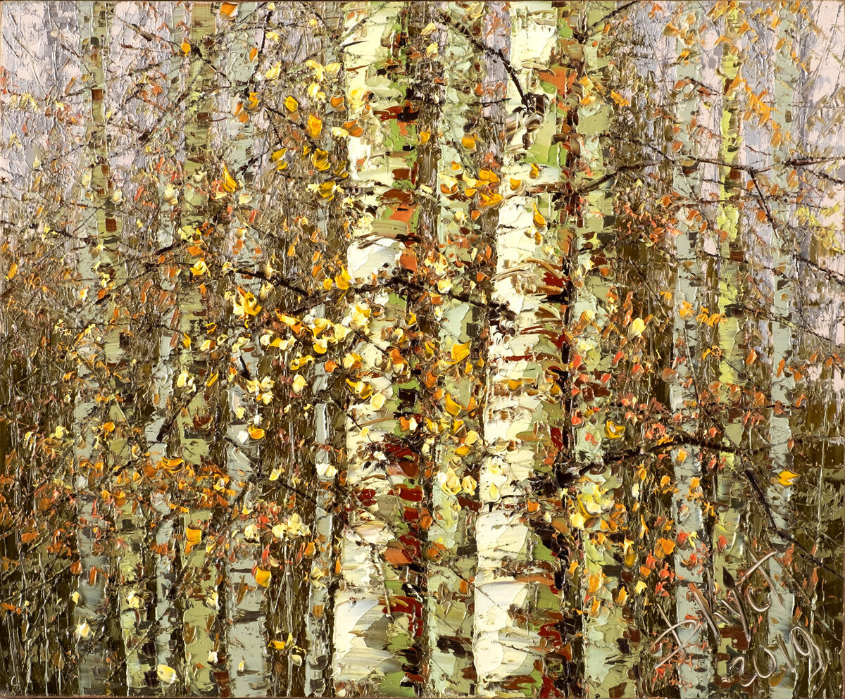 Дмитрий Кустанович "Осенние берёзки" , 50×60, 2019