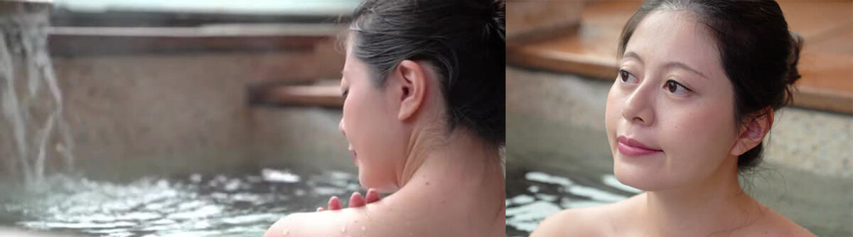 Японка в японской бане сэнто (кандзи 銭湯) [фотоколлаж]