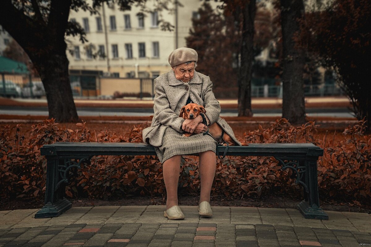 Бабка с собакой