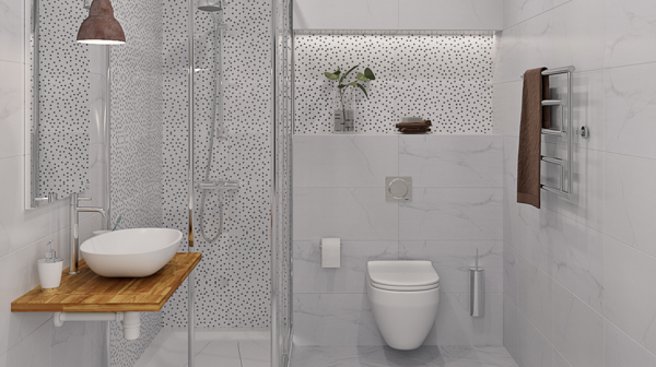 Монохромная ванная комната. Фото: Леруа Мерлен