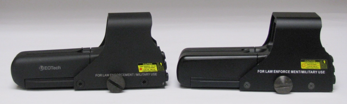 Фото 1. Настоящий и поддельный EOTech 552