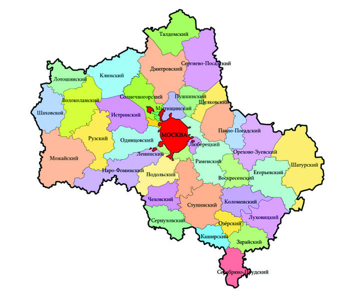 Карта Московской области.