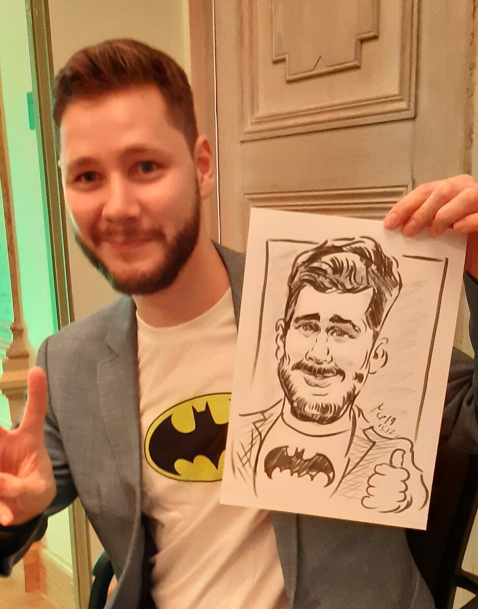 шарж с натуры на новогоднем мероприятие за 3 мин 